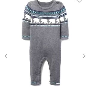 Janie & Jack nwot Fair Isle Polar Bear Gray 0-3mo One Piece